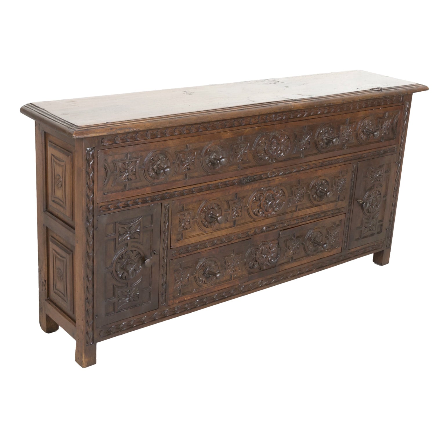 17th Century Spanish Carved Walnut Chest
