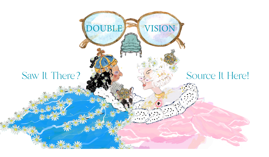 Double Vision banner illustration with sunglasses and King Louis and Marie wearing sunglasses