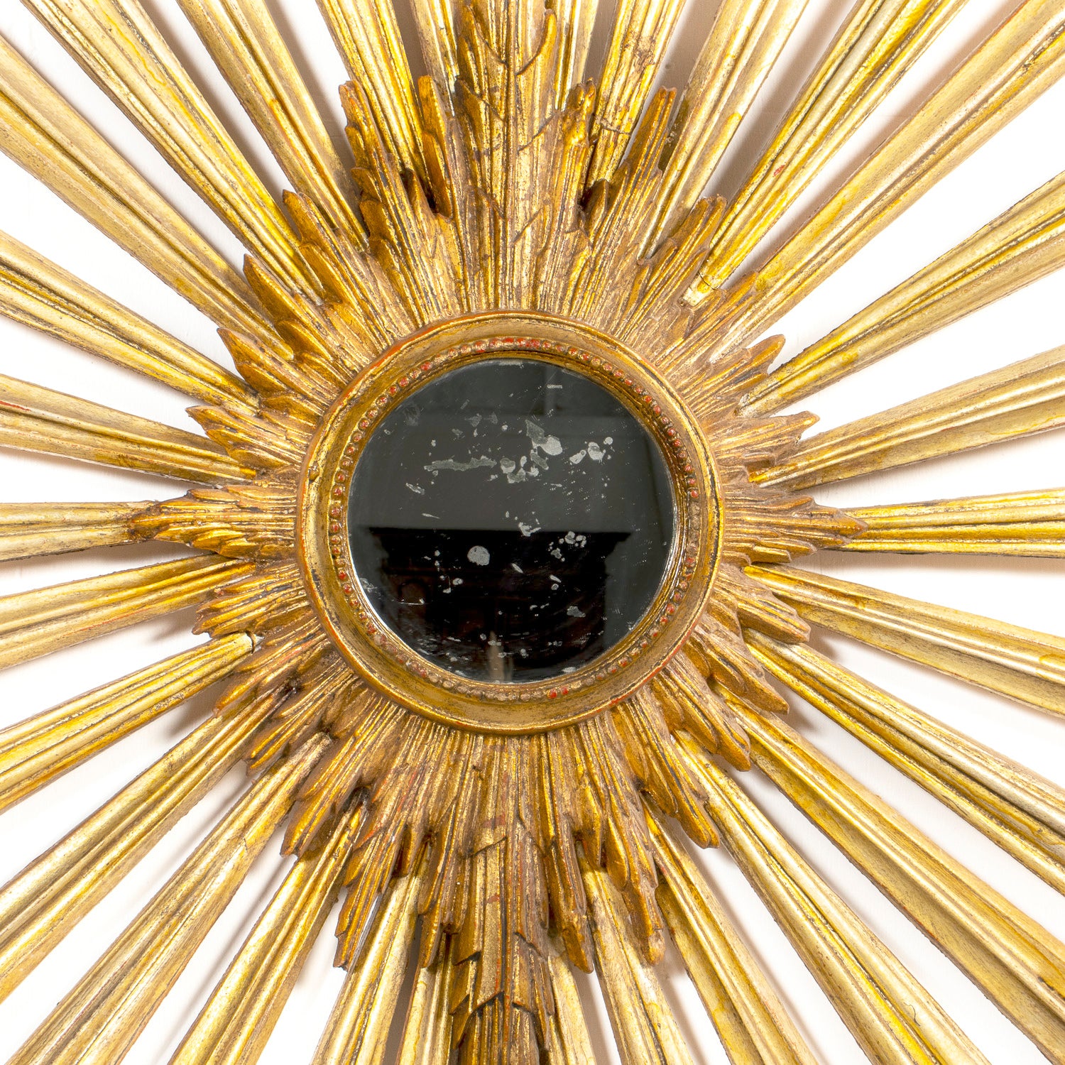 Large Late 19th Century Italian Giltwood Sunburst Mirror