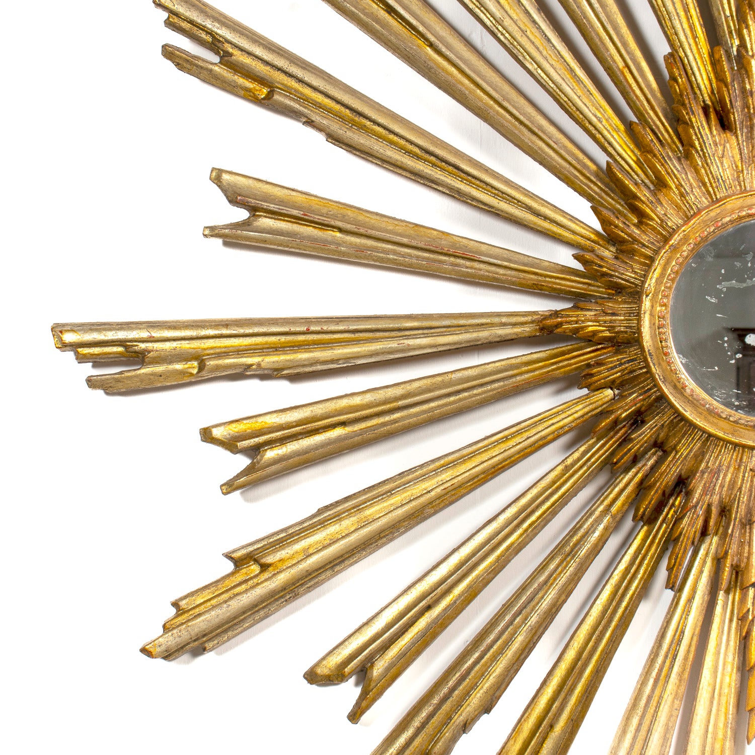 Large Late 19th Century Italian Giltwood Sunburst Mirror
