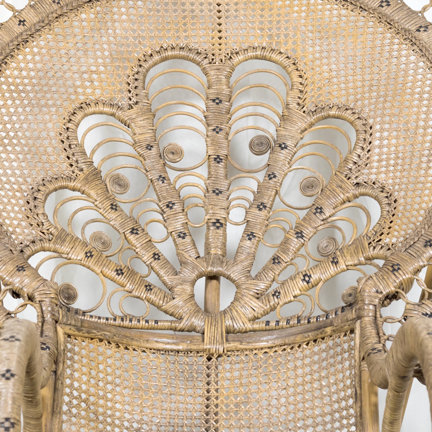 Rare 1930s French Wicker Rattan Emmanuelle Peacock Chair