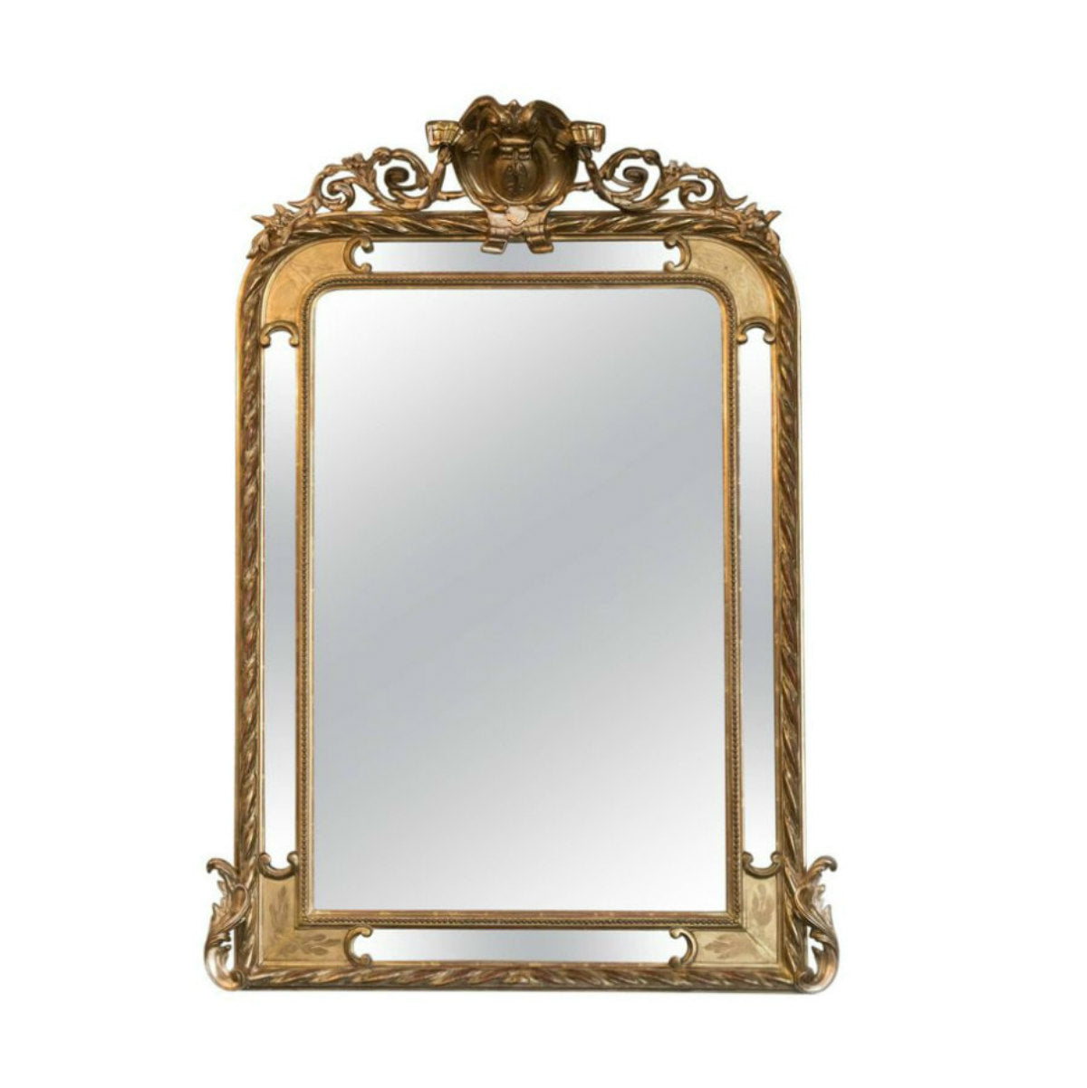 19th Century French Napoleon III Giltwood Pareclose Mirror