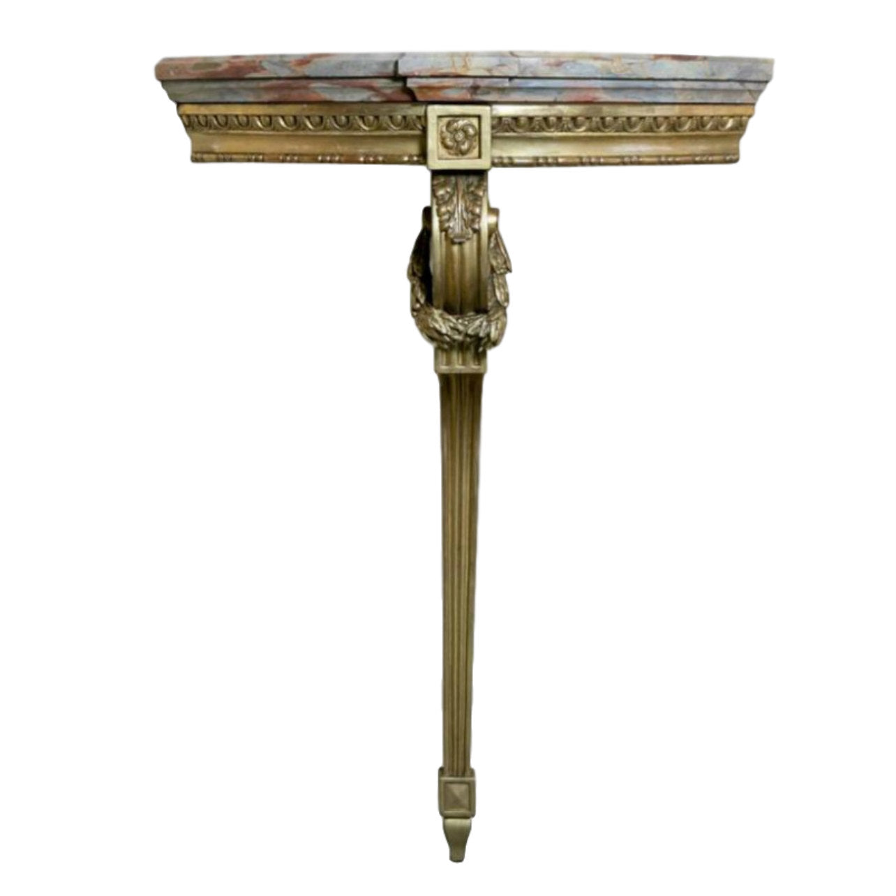 Early 19th Century Louis XVI Giltwood Corner Console with Marble Top