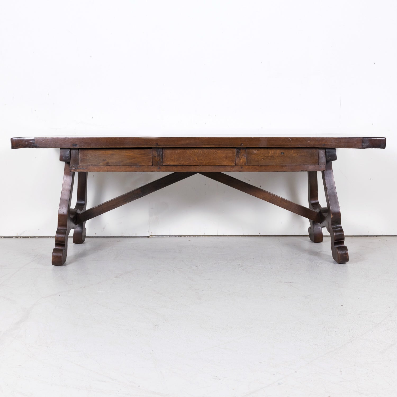 Rare 19th Century French Provincial Solid Chestnut Exchange Desk