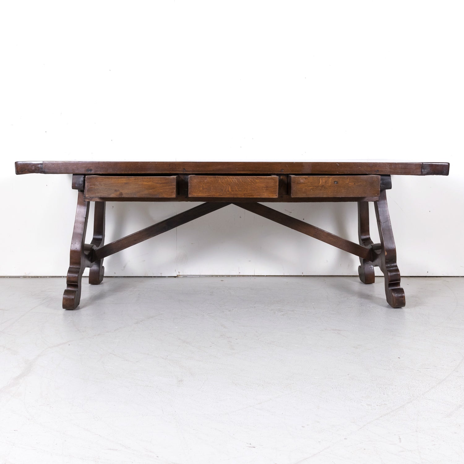 Rare 19th Century French Provincial Solid Chestnut Exchange Desk