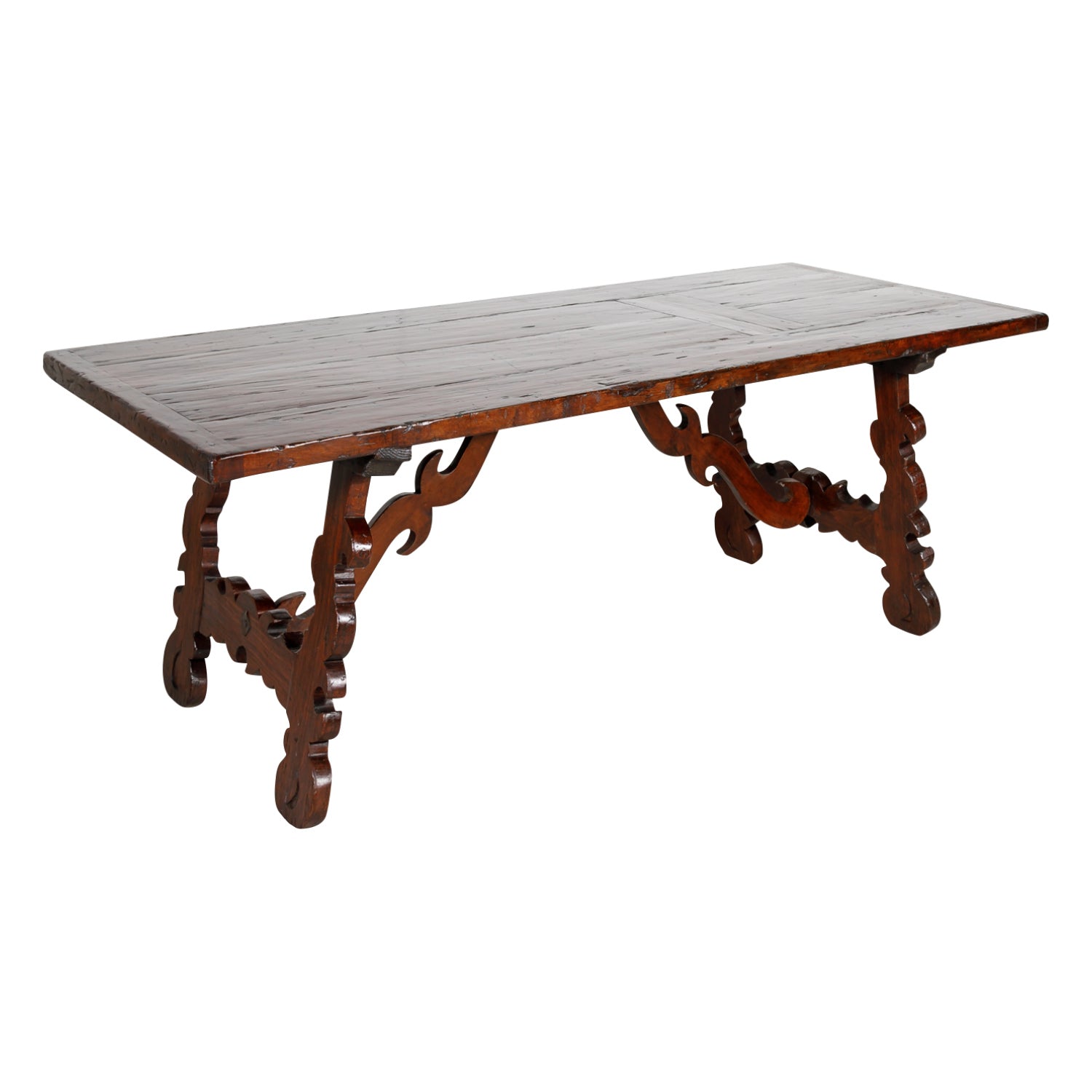 19th Century Spanish Baroque Style Trestle Dining Table