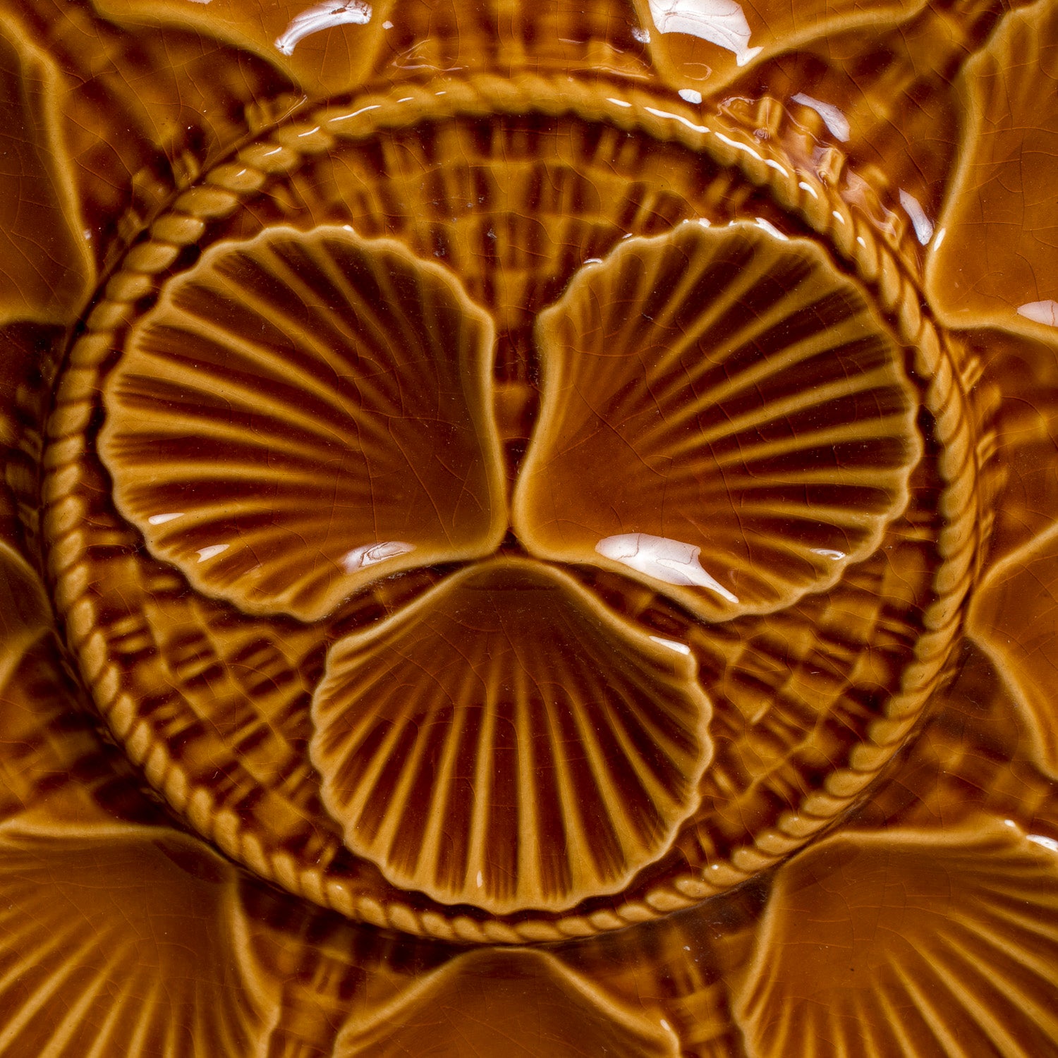 Vintage French Longchamp Oyster Plate Set with Platter, 13 Pieces