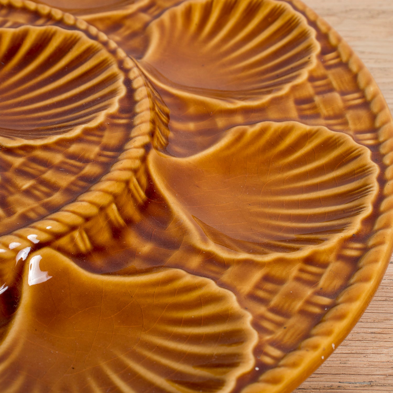 Vintage French Longchamp Oyster Plate Set with Platter, 13 Pieces