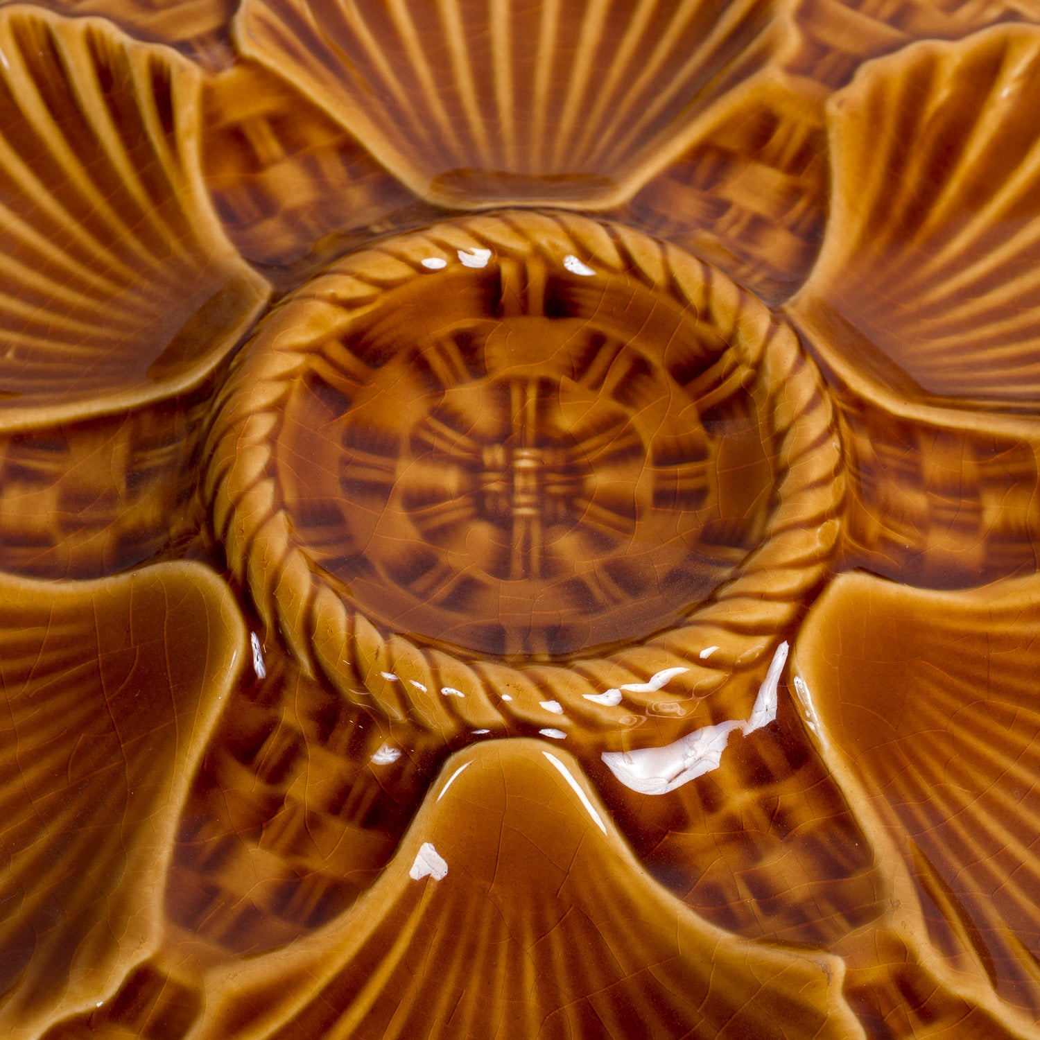 Vintage French Longchamp Oyster Plate Set with Platter, 13 Pieces