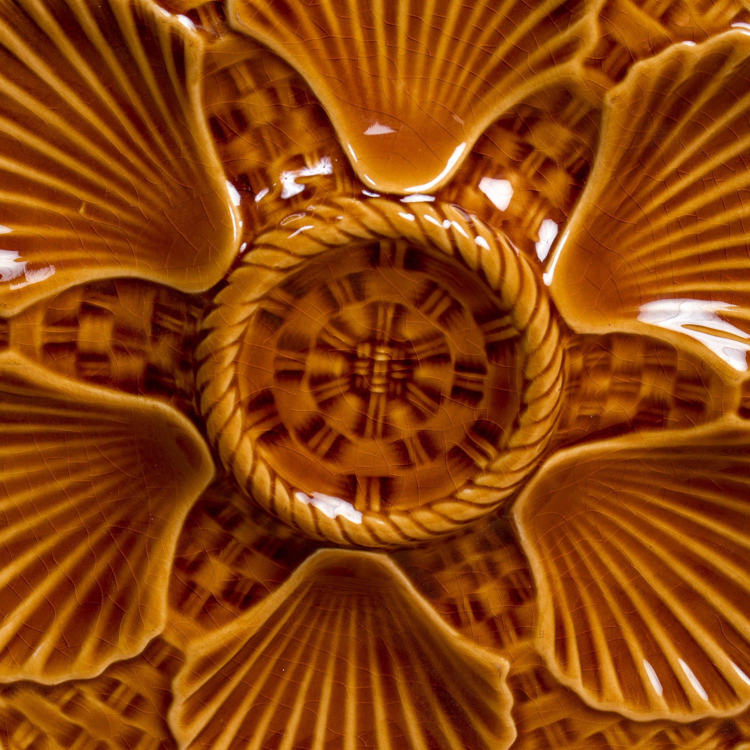 Vintage French Longchamp Oyster Plate Set with Platter, 13 Pieces