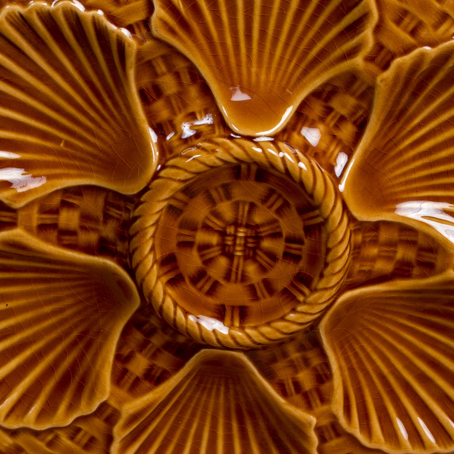 Vintage French Longchamp Oyster Plate Set with Platter, 13 Pieces