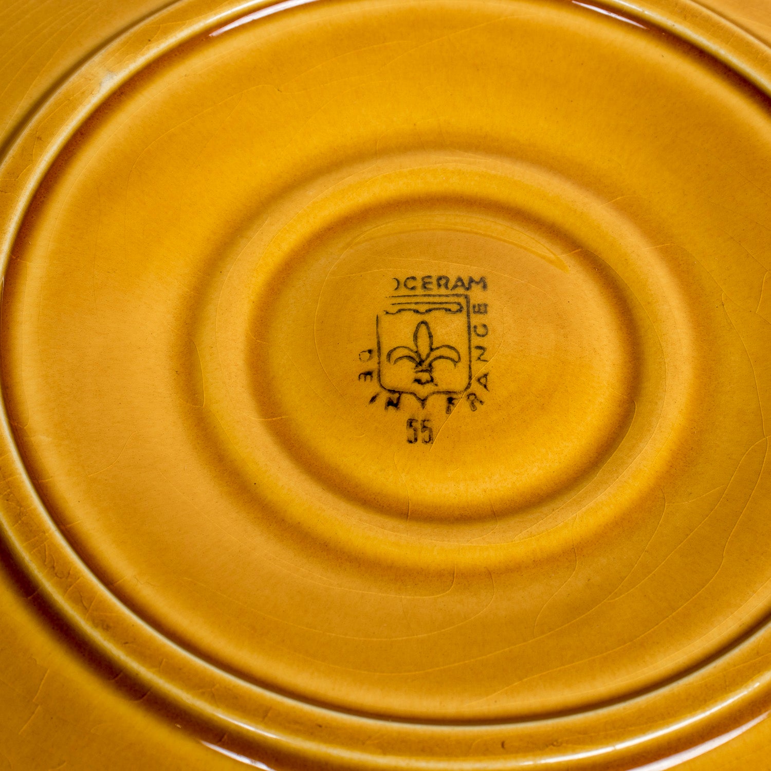 Set of Six Vintage French Proceram Gold Oyster Plates, Signed