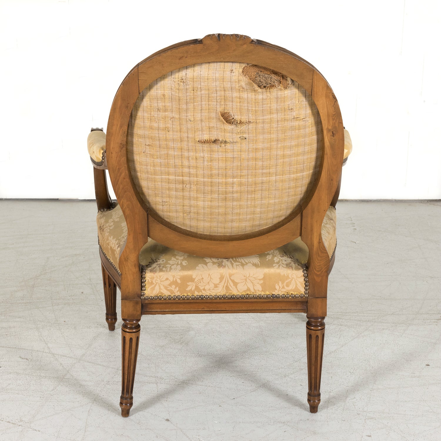 Four 19th Century French Louis XVI Style Carved Walnut Armchairs or Fauteuils a la Reine, Sold Separately