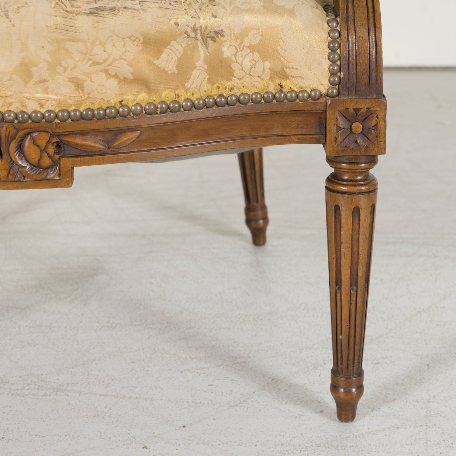 Four 19th Century French Louis XVI Style Carved Walnut Armchairs or Fauteuils a la Reine, Sold Separately