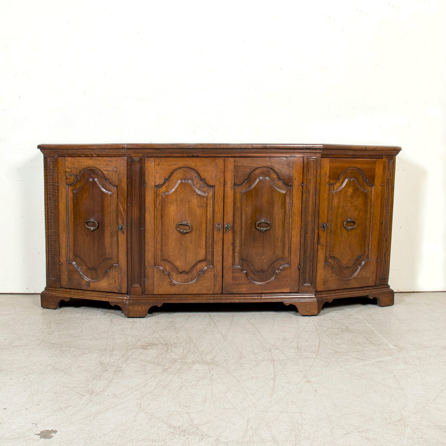 19th Century Italian Credenza Scantonata in Walnut