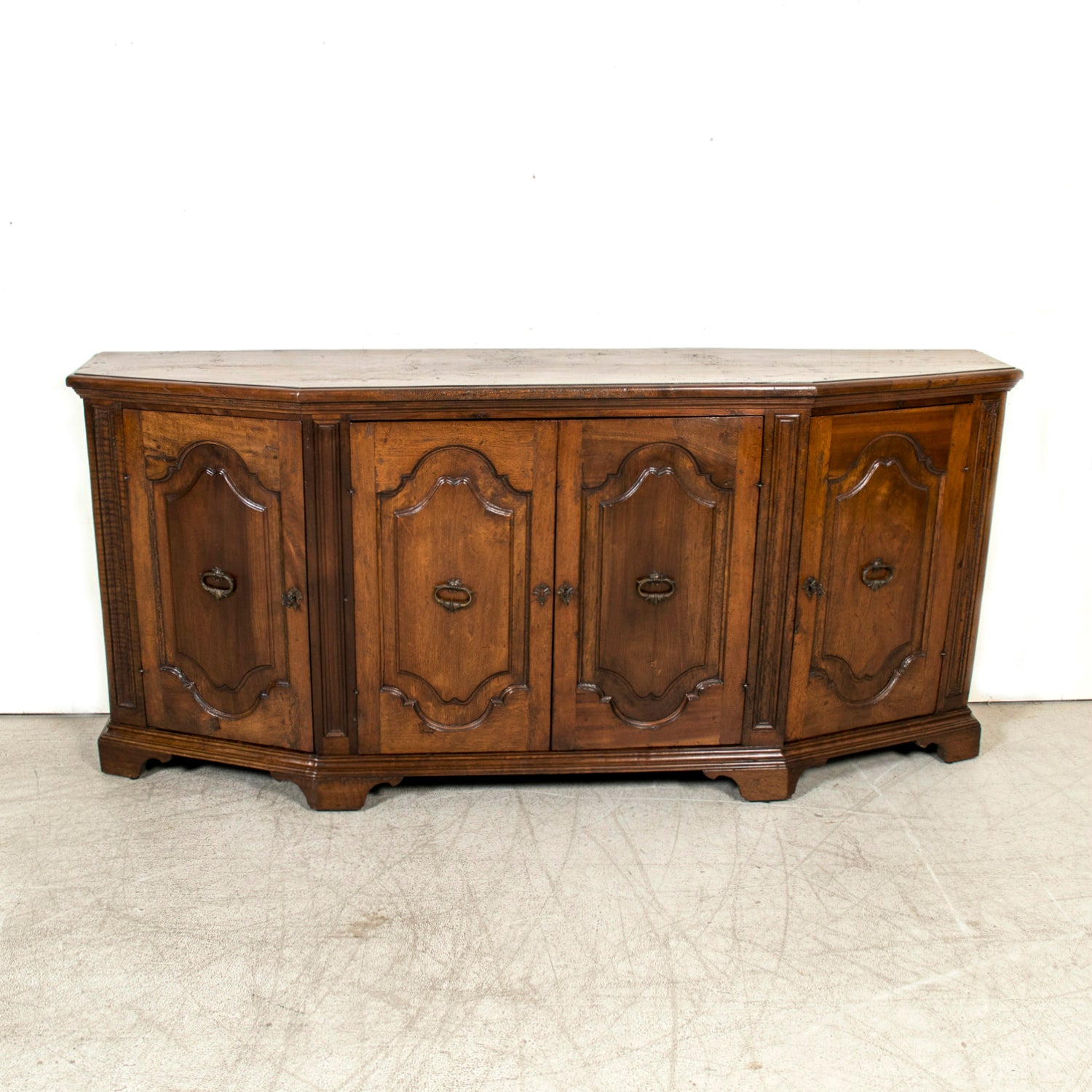 19th Century Italian Credenza Scantonata in Walnut