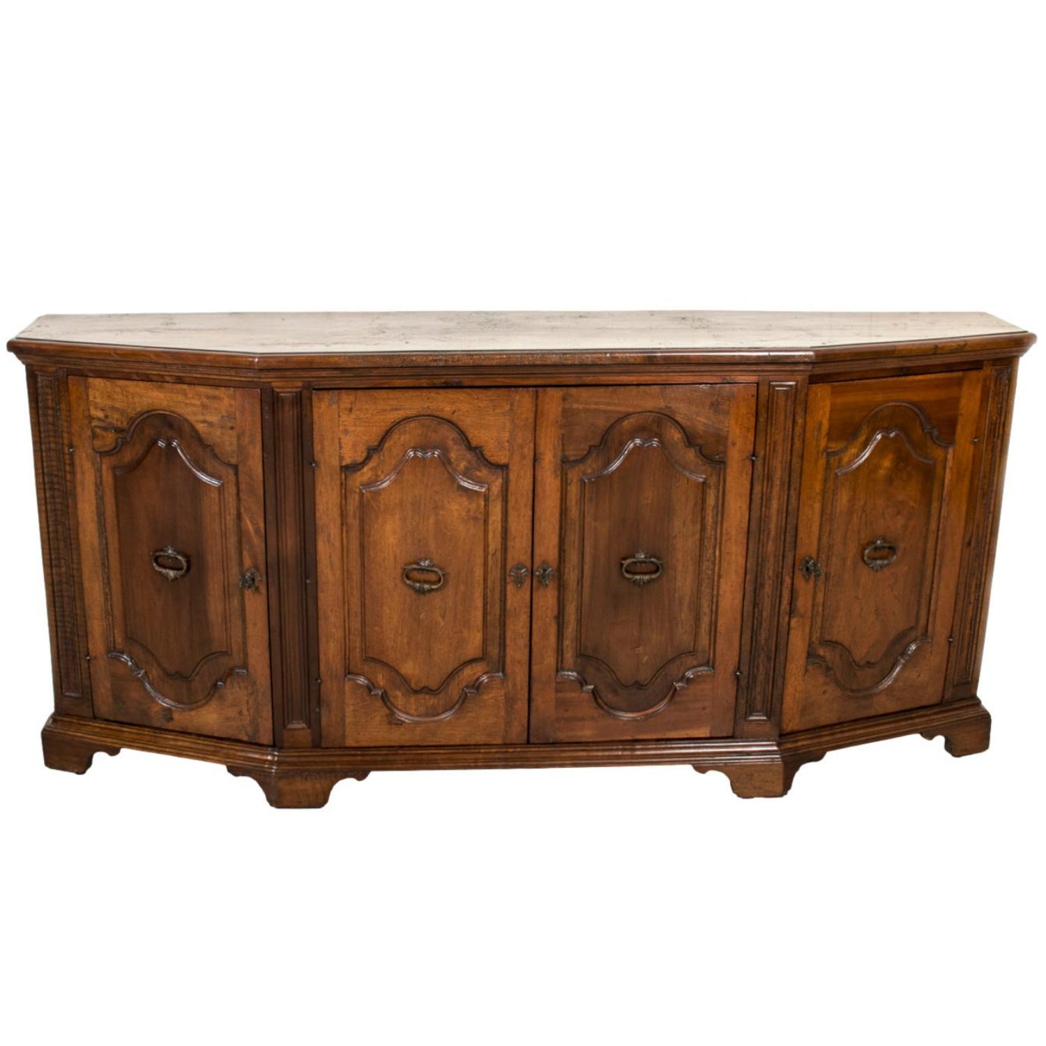 19th Century Italian Credenza Scantonata in Walnut