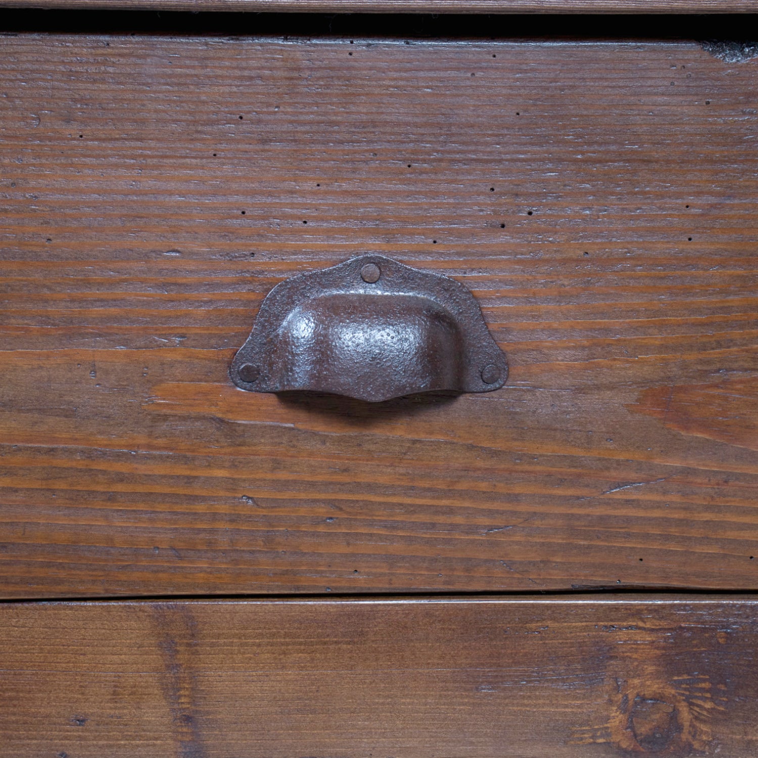 19th Century French Farm House Console Table with Four Drawers and Shelf