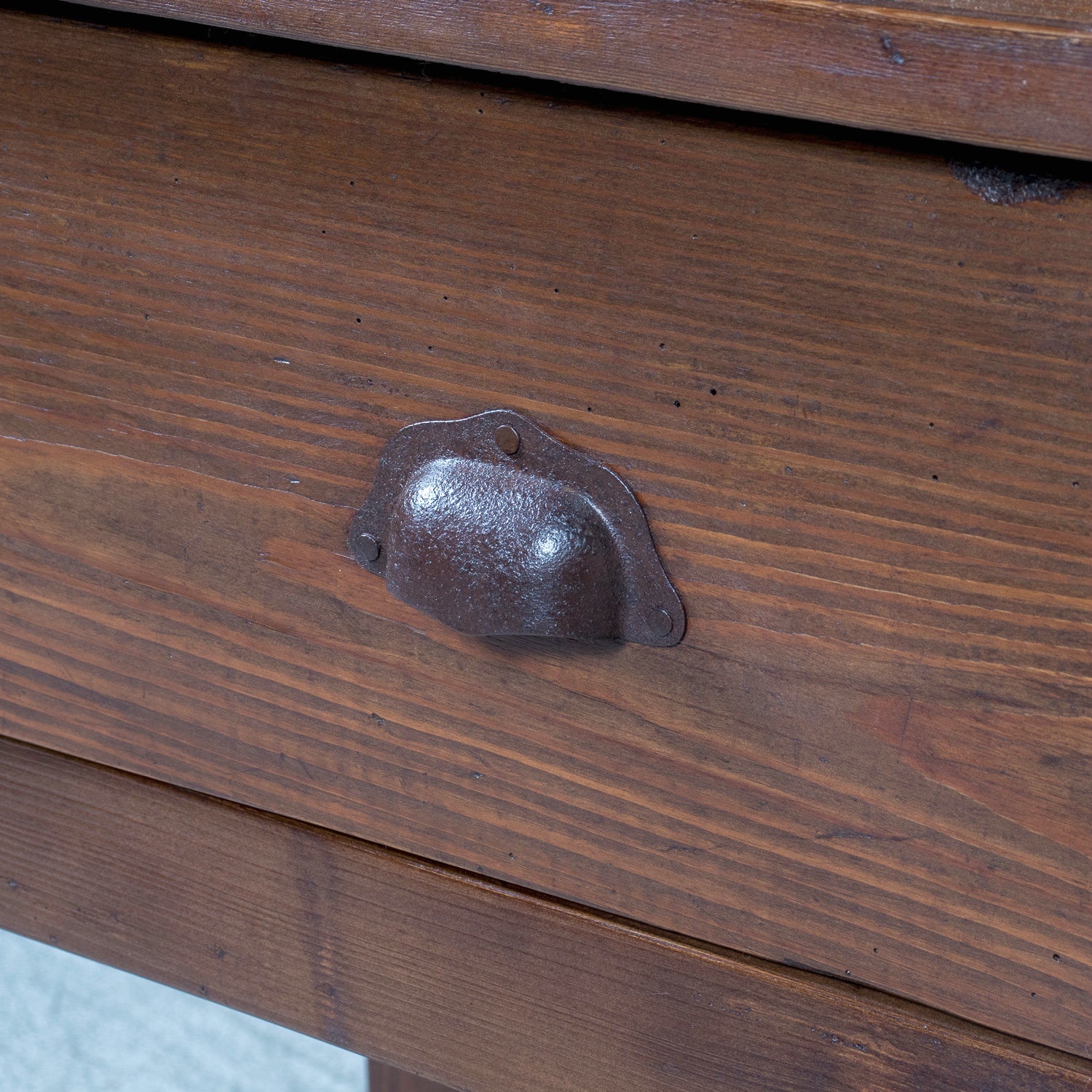 19th Century French Farm House Console Table with Four Drawers and Shelf