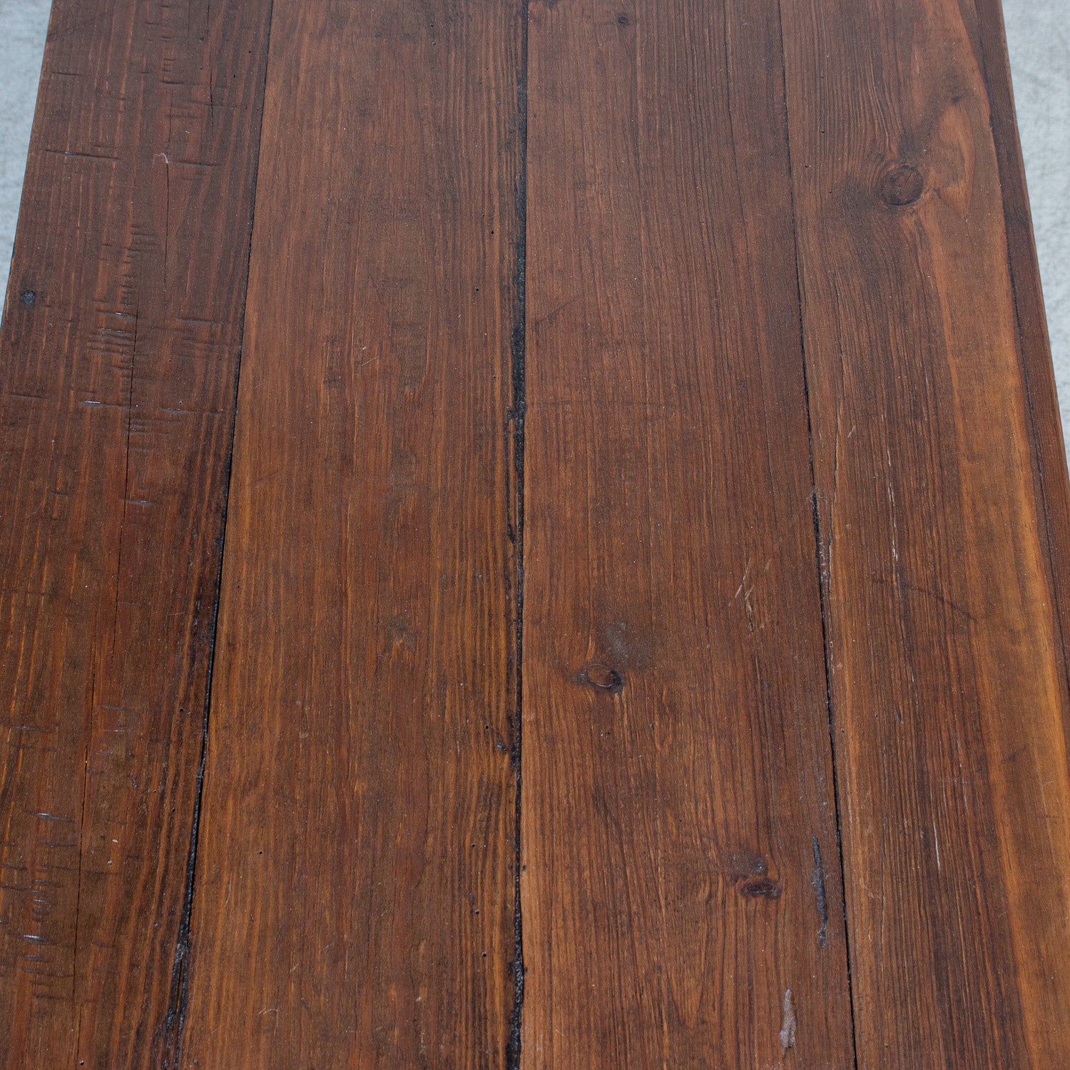 19th Century French Farm House Console Table with Four Drawers and Shelf