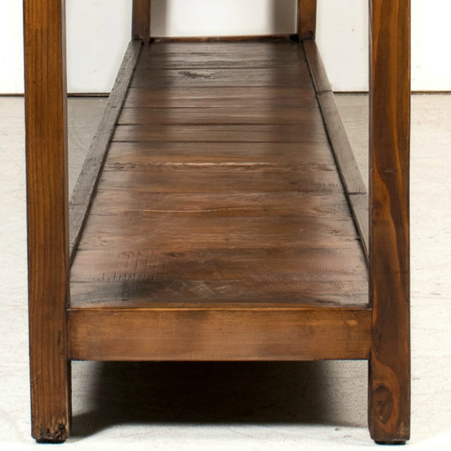 19th Century French Farm House Console Table with Four Drawers and Shelf