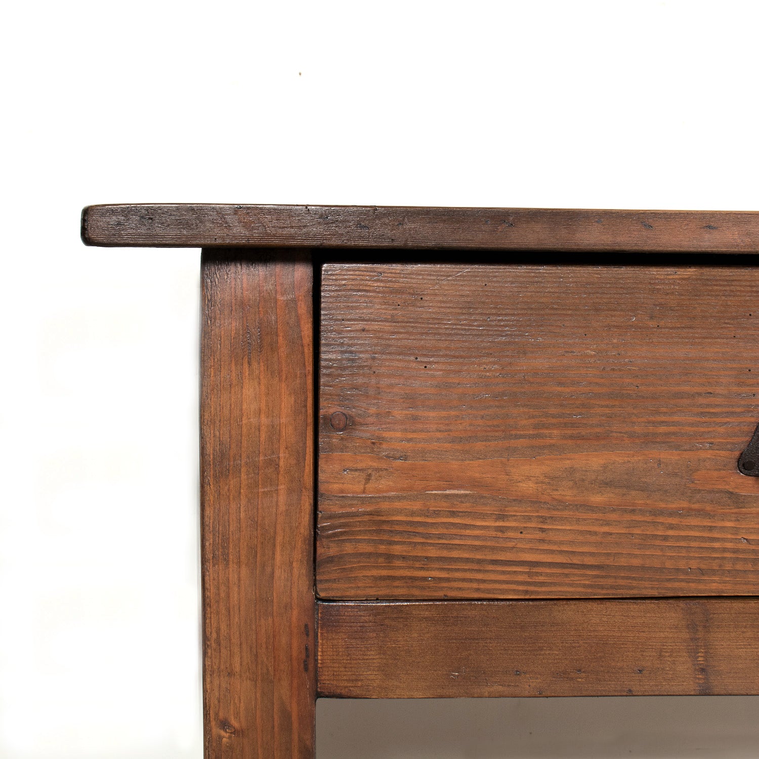 19th Century French Farm House Console Table with Four Drawers and Shelf