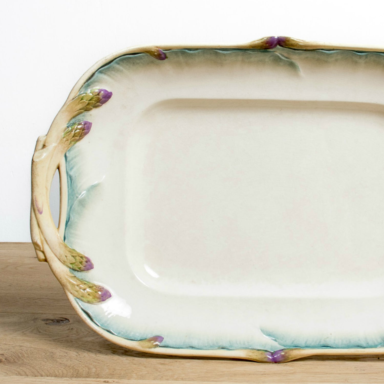 19th Century French Asparagus Plate Set and Platter by Sarreguemines