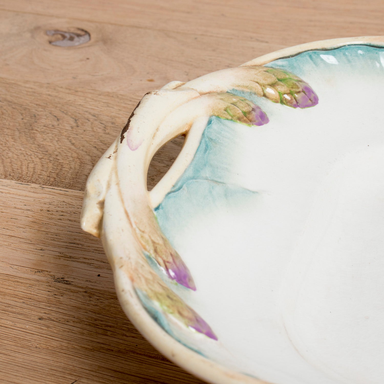 19th Century French Asparagus Plate Set and Platter by Sarreguemines