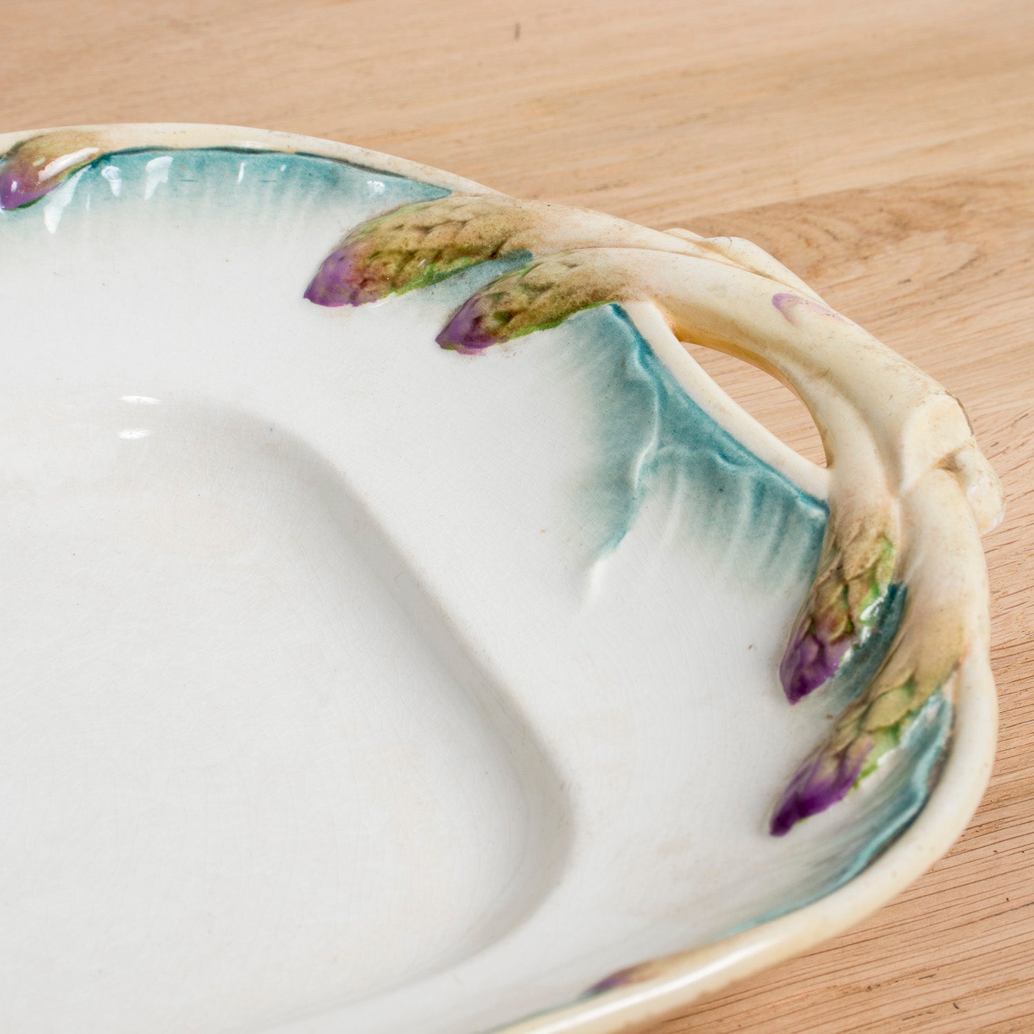 19th Century French Asparagus Plate Set and Platter by Sarreguemines