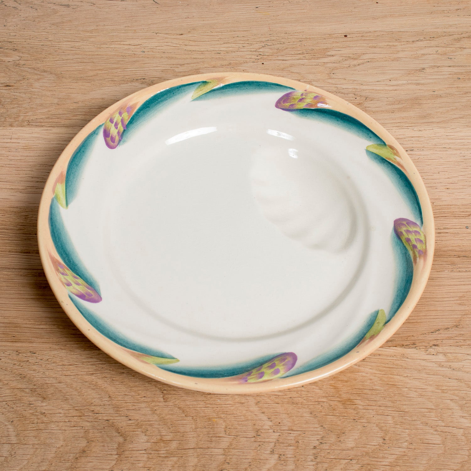 19th Century French Asparagus Plate Set and Platter by Sarreguemines