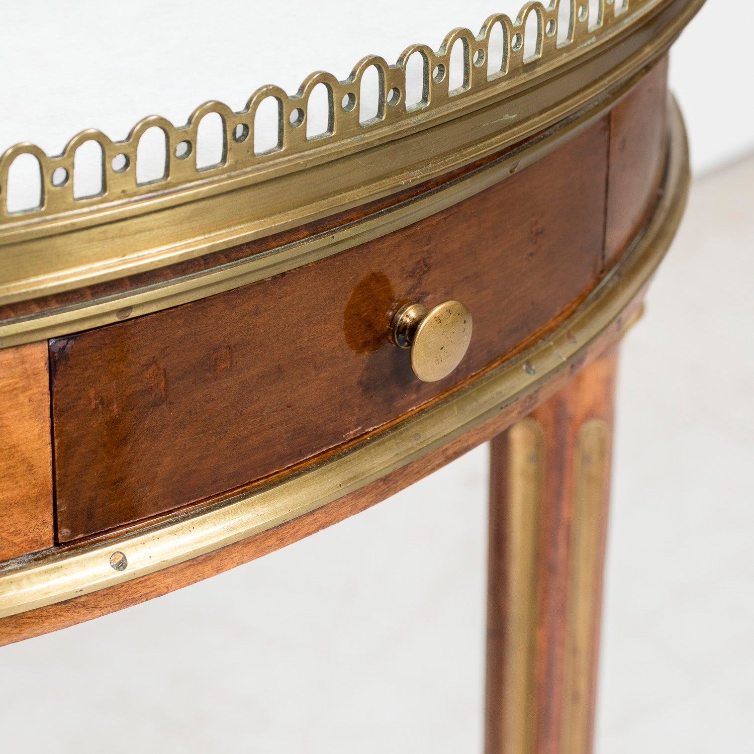 Mid-19th Century French Louis XVI Style Mahogany Bouillotte Table with Brass Gallery and Trim
