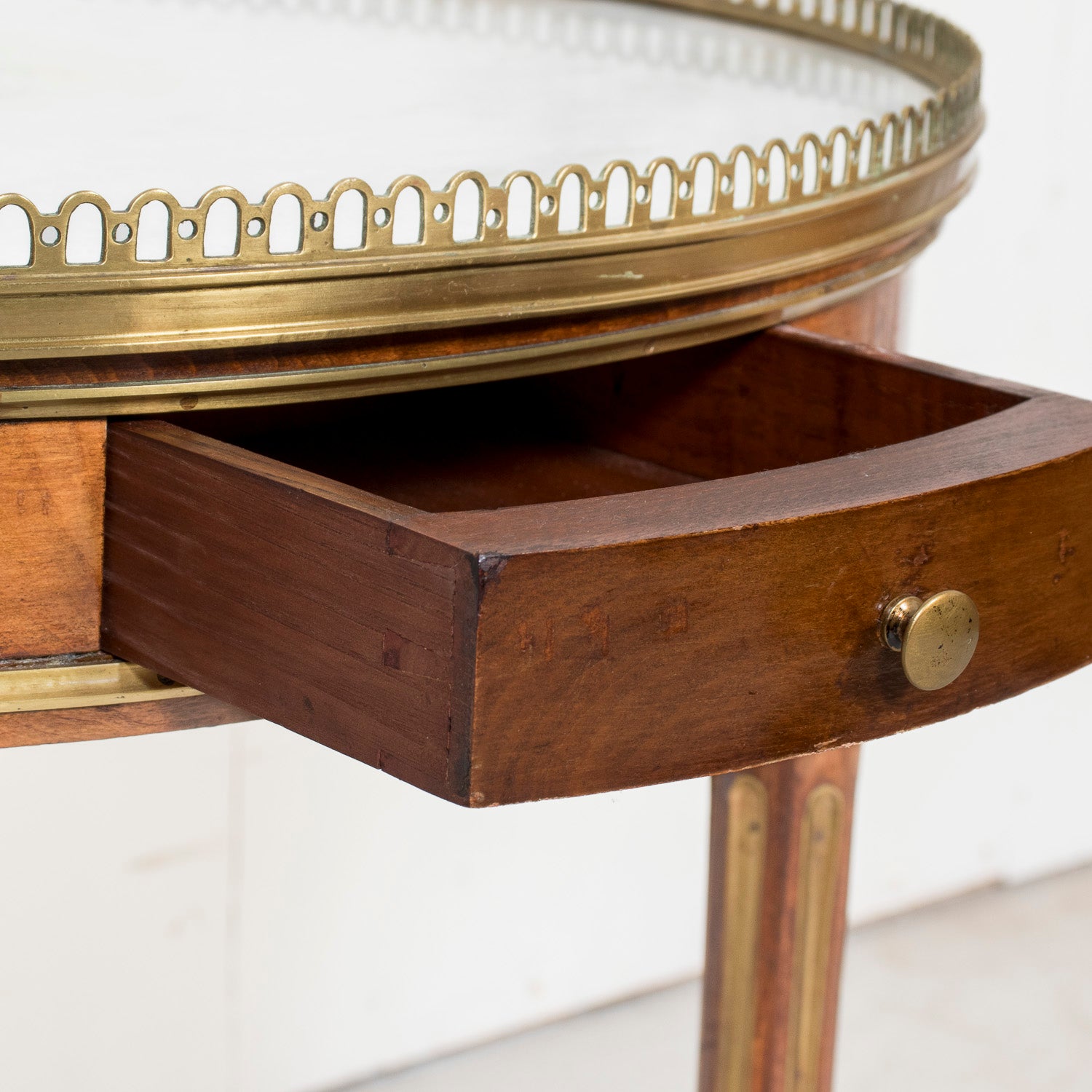 Mid-19th Century French Louis XVI Style Mahogany Bouillotte Table with Brass Gallery and Trim