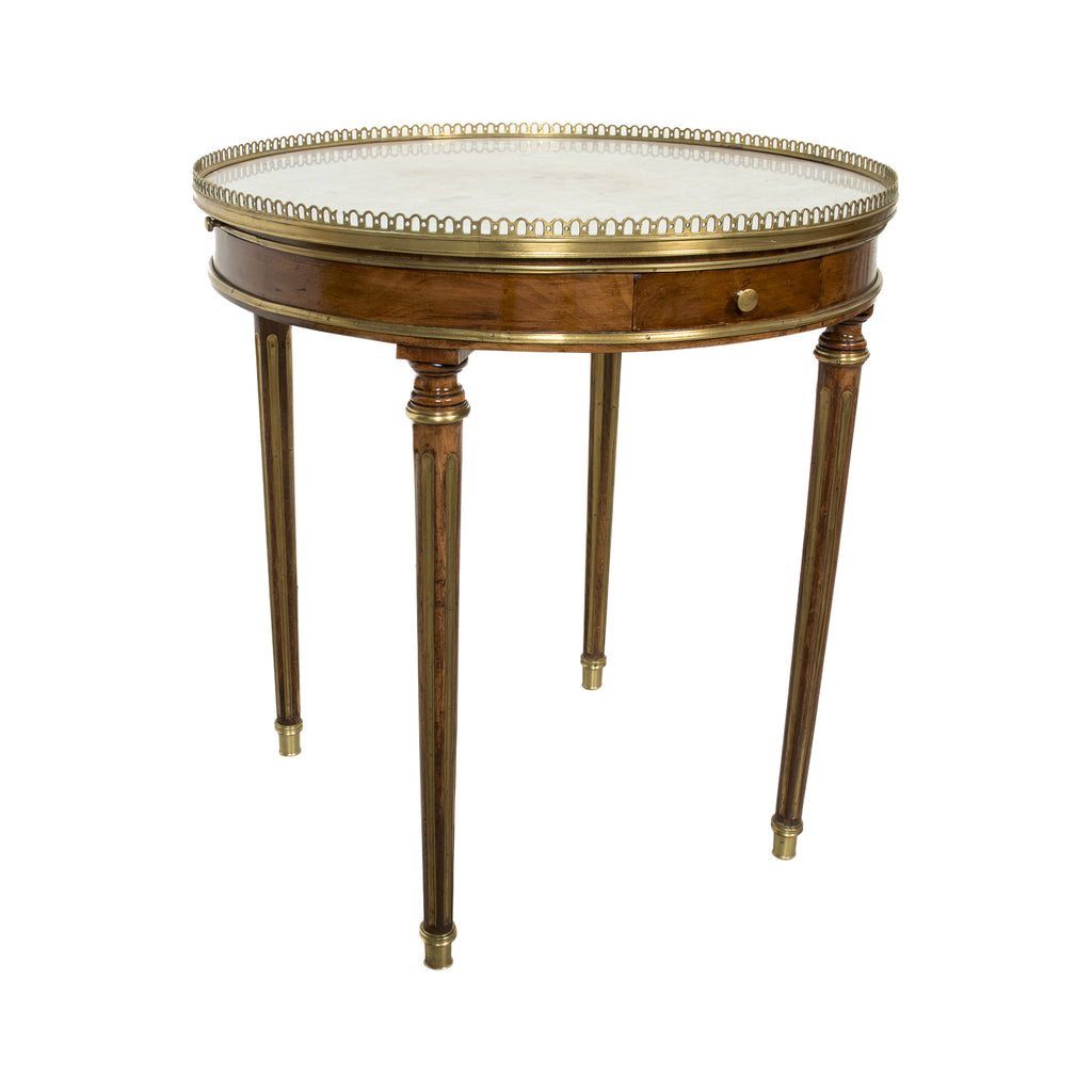 Mid-19th Century French Louis XVI Style Mahogany Bouillotte Table with Brass Gallery and Trim