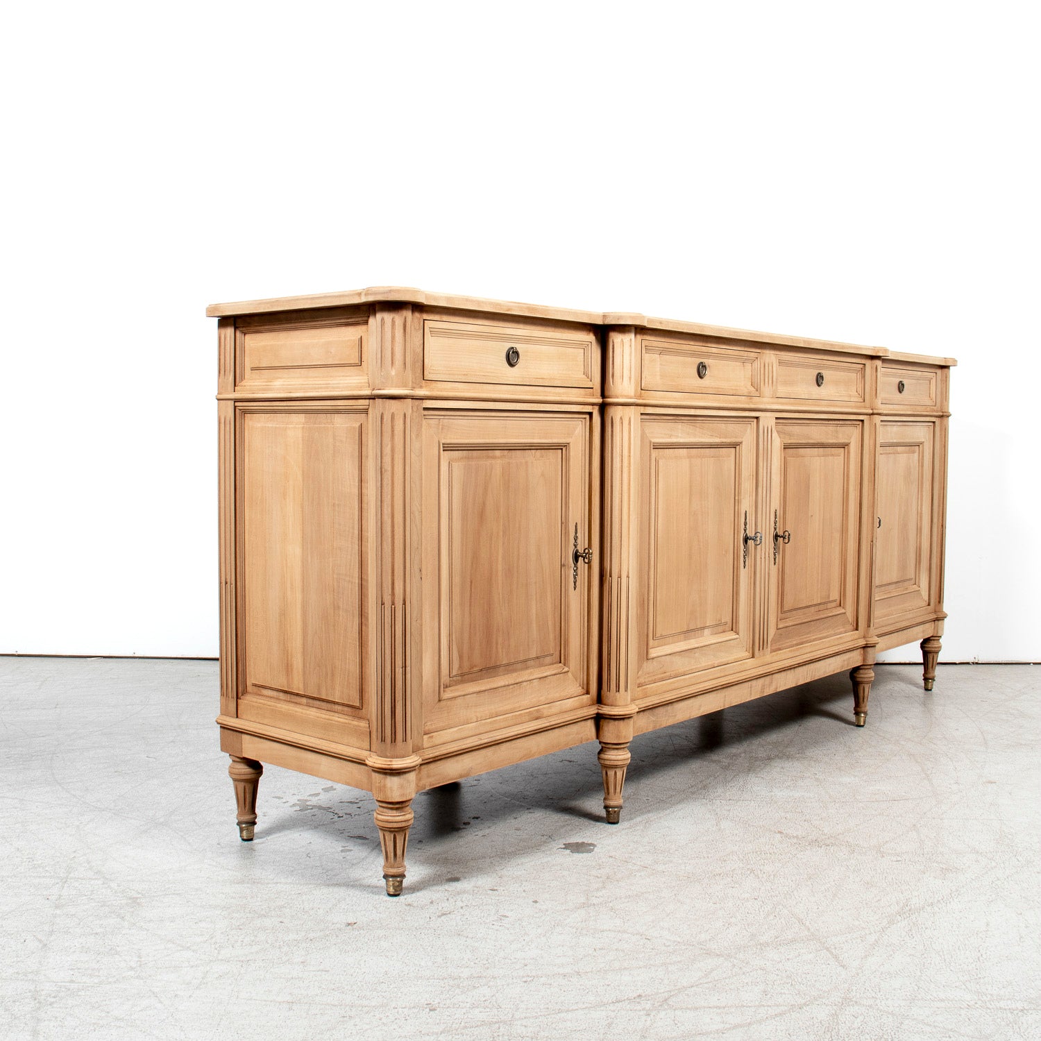 Antique French Louis XVI Style Bleached Cherrywood Enfilade Buffet