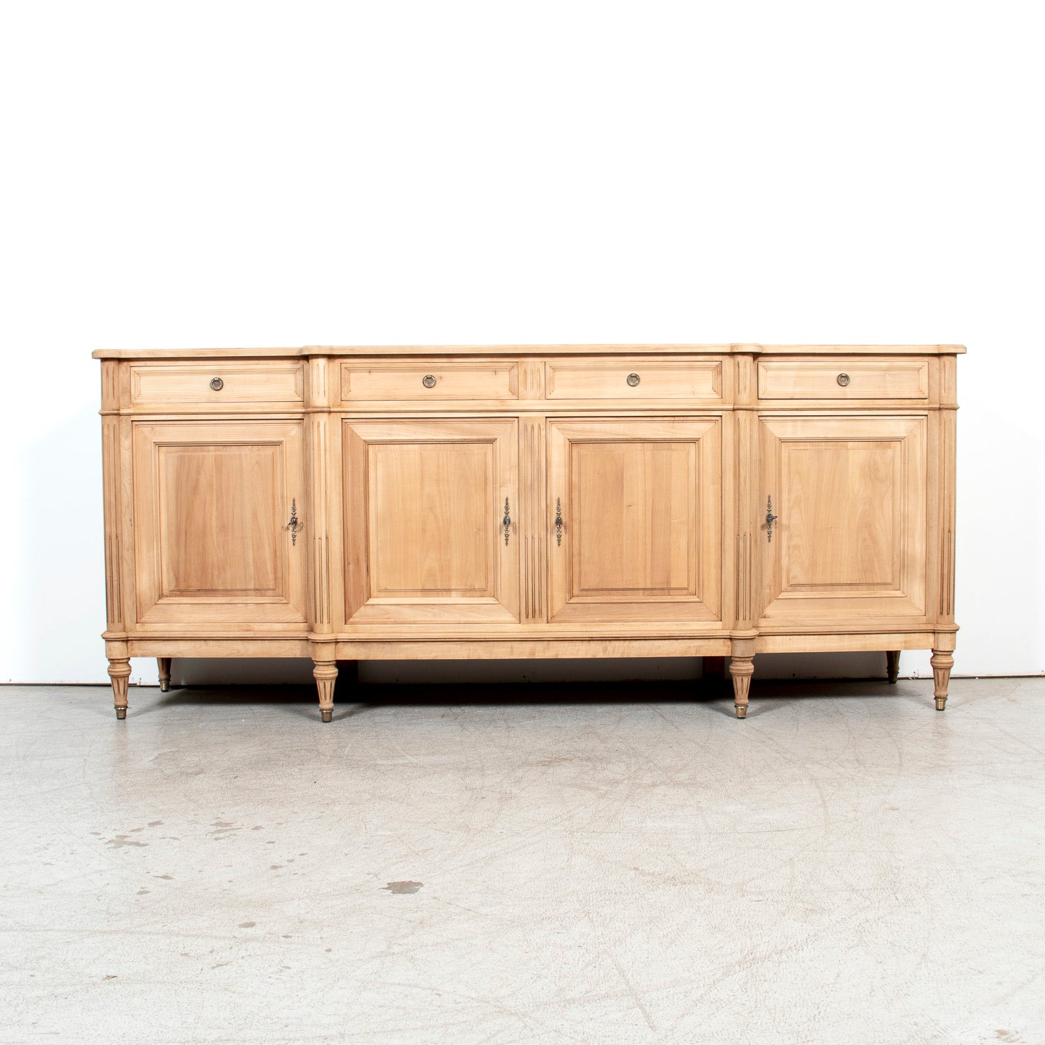 Antique French Louis XVI Style Bleached Cherrywood Enfilade Buffet