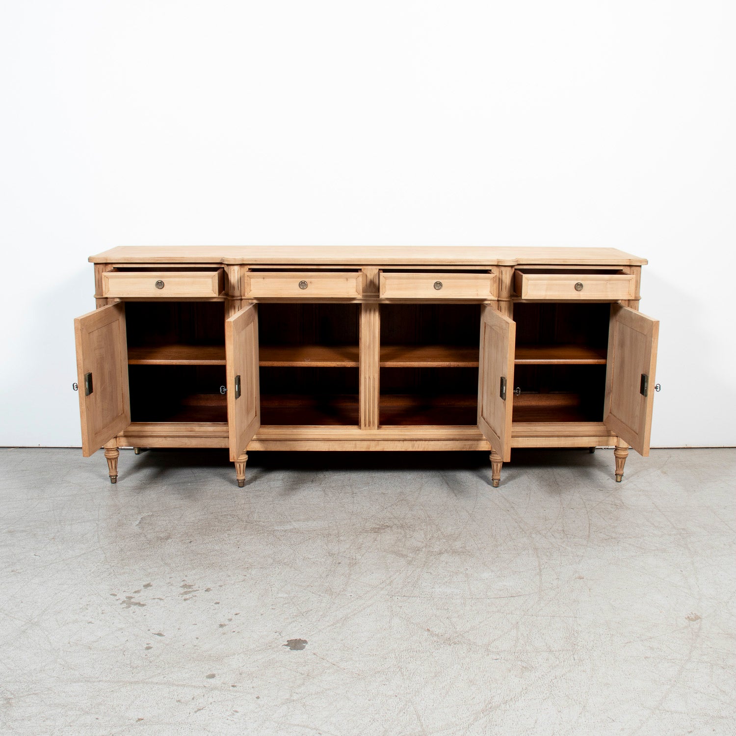 Antique French Louis XVI Style Bleached Cherrywood Enfilade Buffet