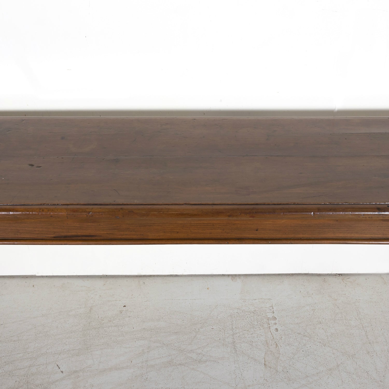 Large 19th Century French Louis Philippe Style Walnut Console or Sofa Table with Drawers on Iron Tripod Bases