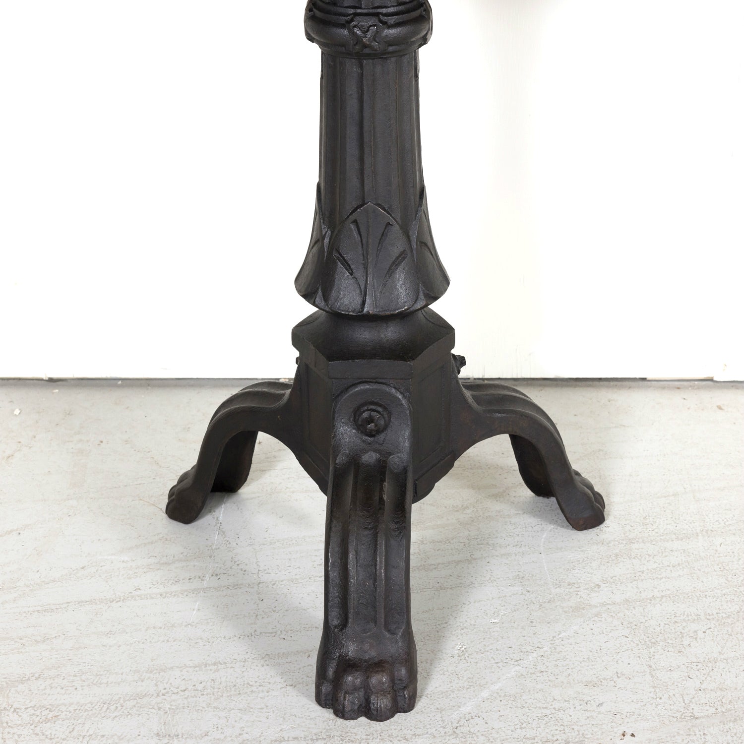 Large 19th Century French Louis Philippe Style Walnut Console or Sofa Table with Drawers on Iron Tripod Bases