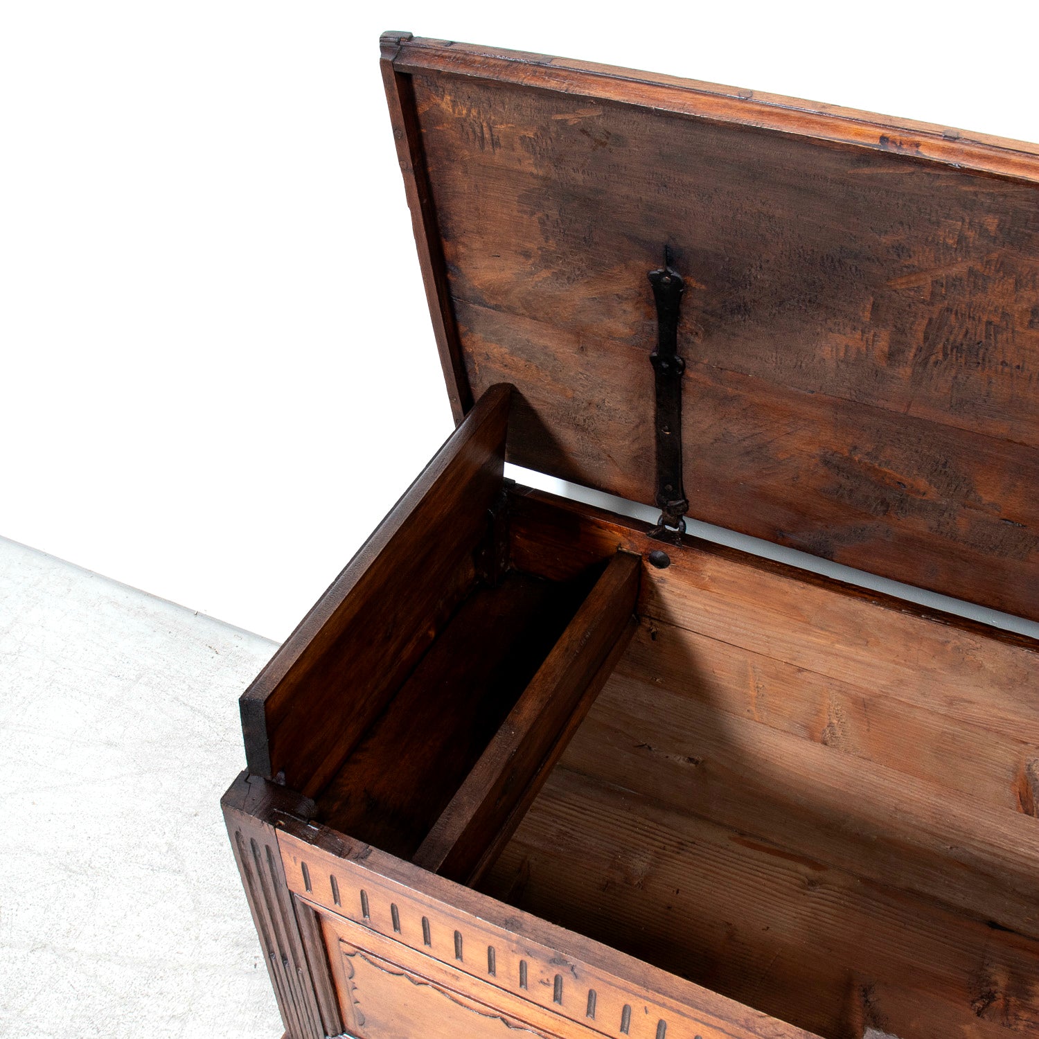 18th Century French Louis XVI Period Carved Walnut Coffer with Marquetry