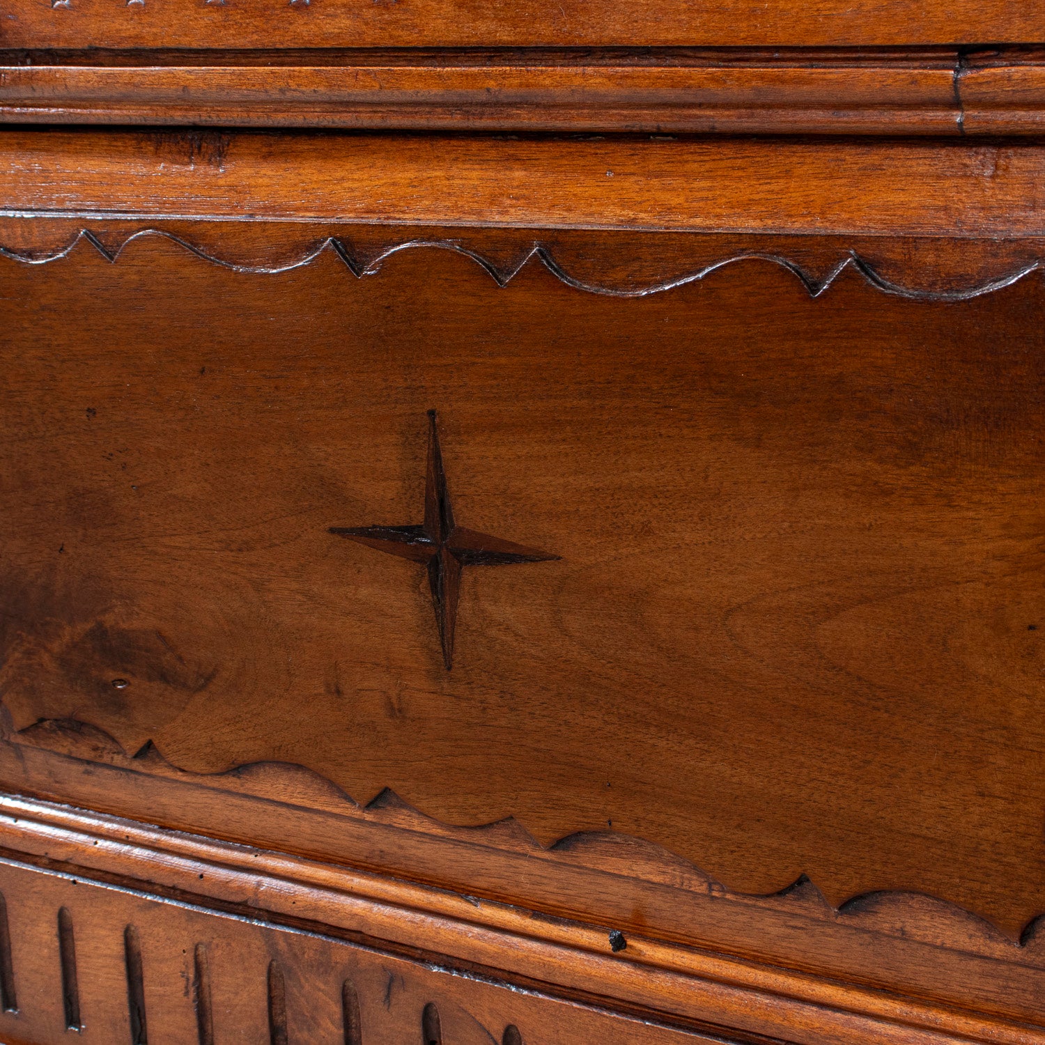 18th Century French Louis XVI Period Carved Walnut Coffer with Marquetry