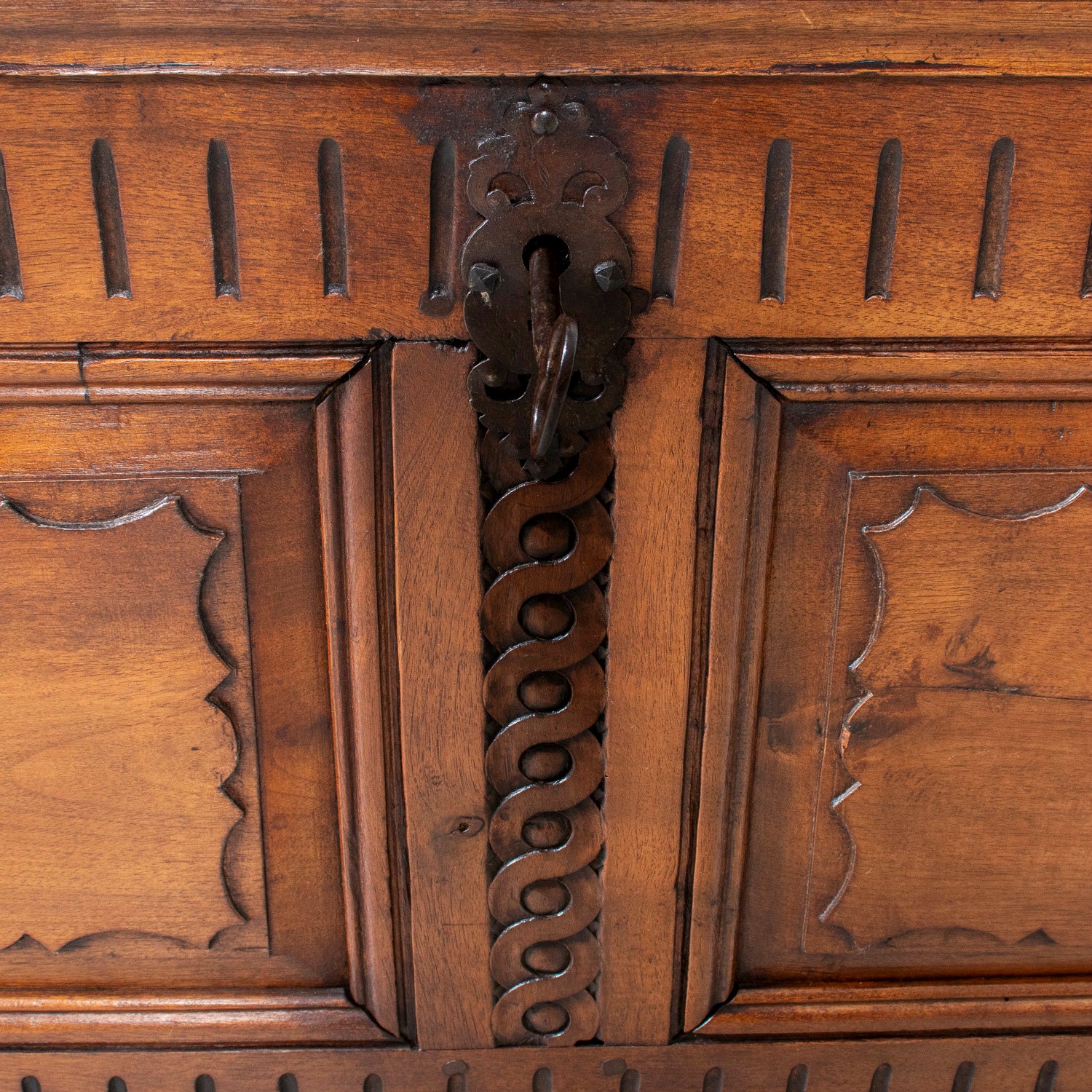 18th Century French Louis XVI Period Carved Walnut Coffer with Marquetry