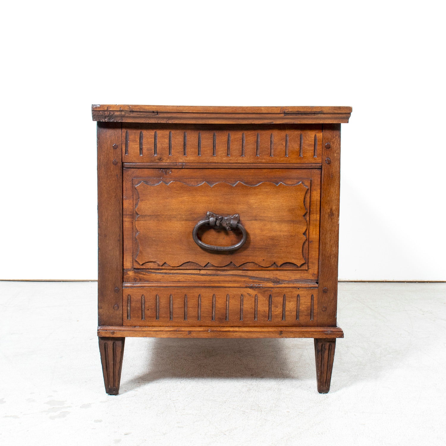 18th Century French Louis XVI Period Carved Walnut Coffer with Marquetry