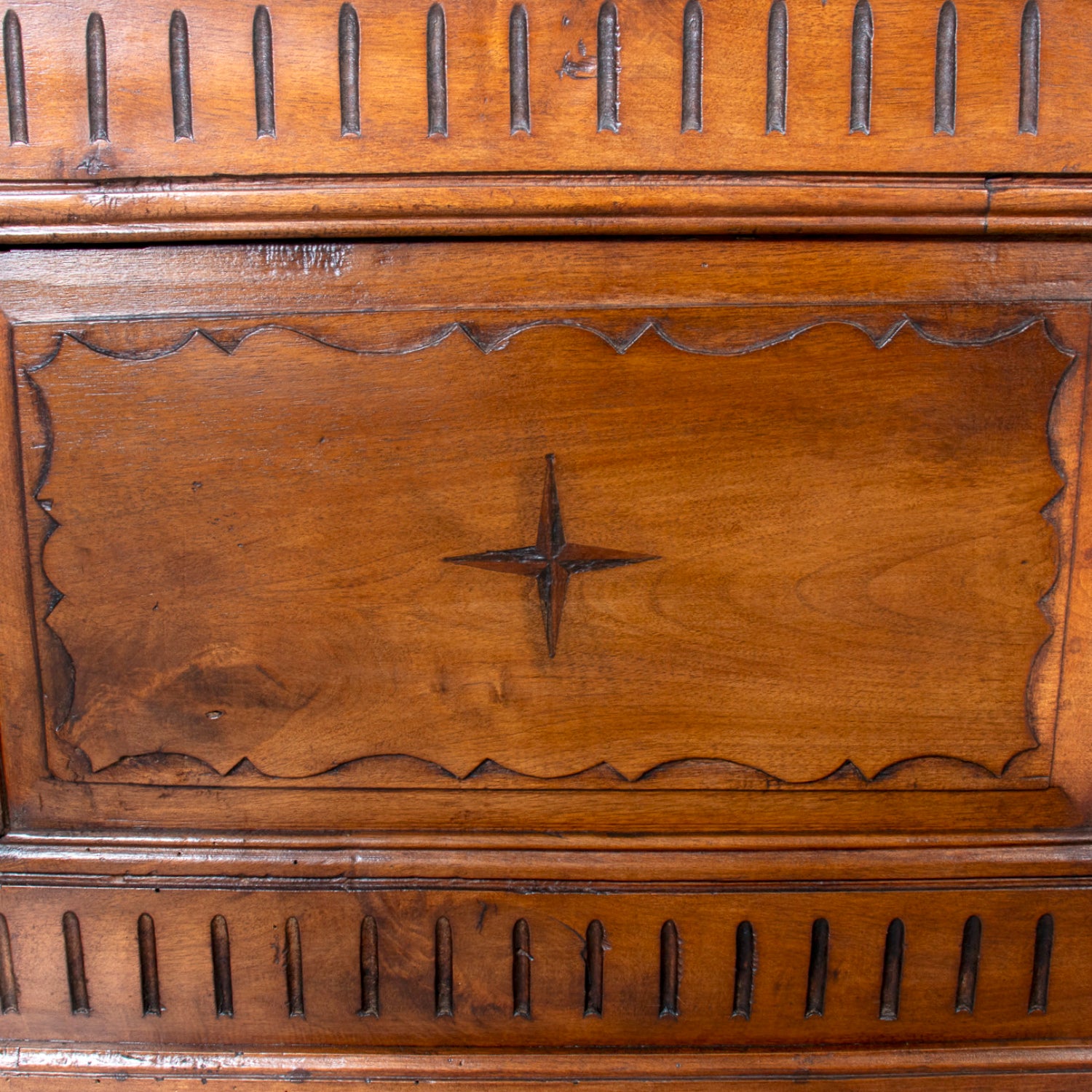 18th Century French Louis XVI Period Carved Walnut Coffer with Marquetry