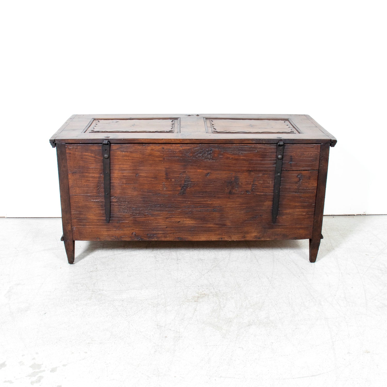 18th Century French Louis XVI Period Carved Walnut Coffer with Marquetry