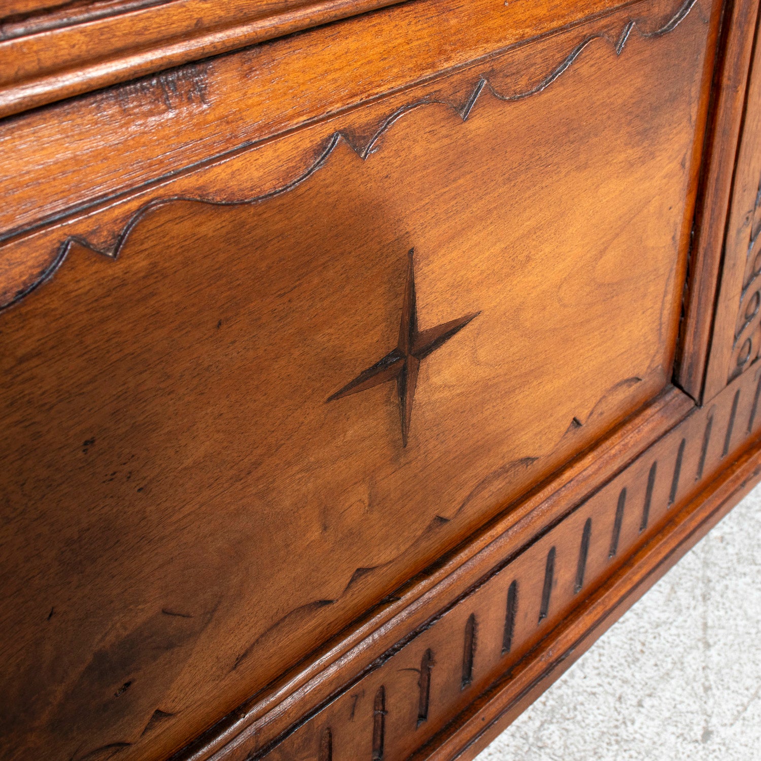 18th Century French Louis XVI Period Carved Walnut Coffer with Marquetry