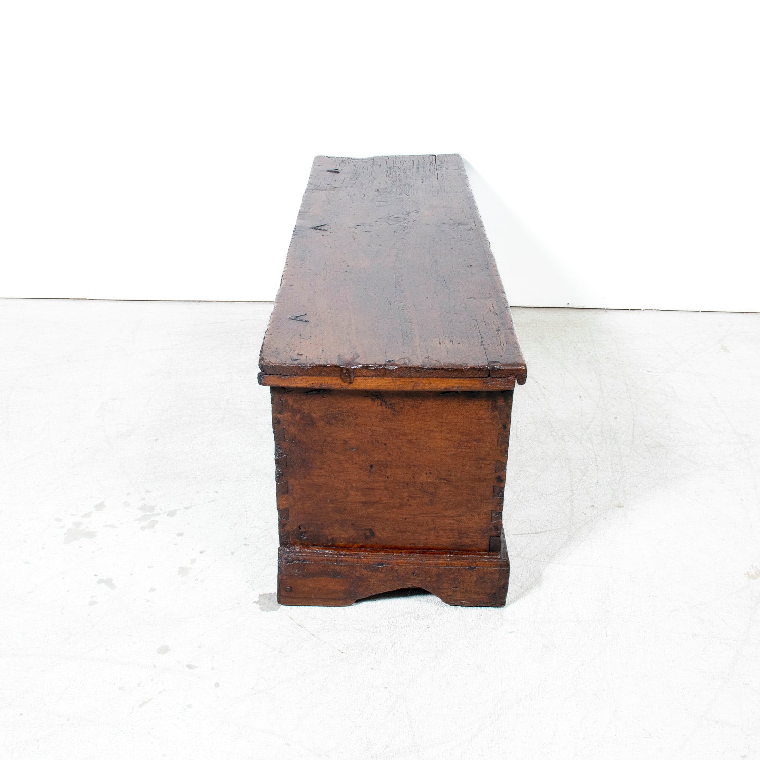 17th Century French Norman Renaissance Carved Walnut Coffer/Trunk with Original Ironwork