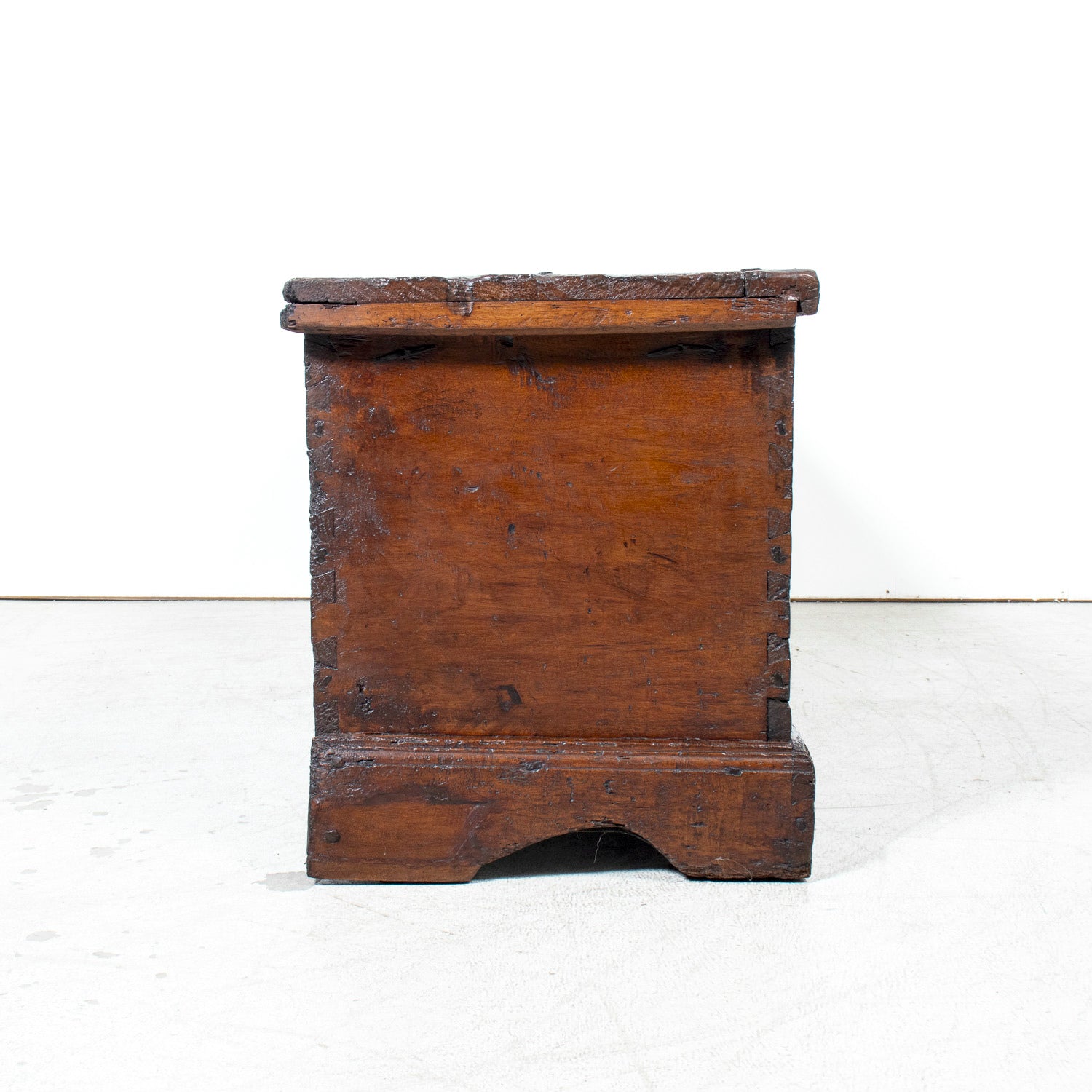 17th Century French Norman Renaissance Carved Walnut Coffer/Trunk with Original Ironwork