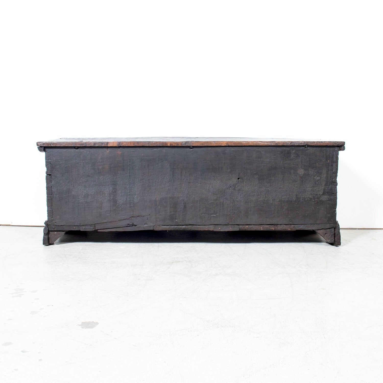 17th Century French Norman Renaissance Carved Walnut Coffer/Trunk with Original Ironwork
