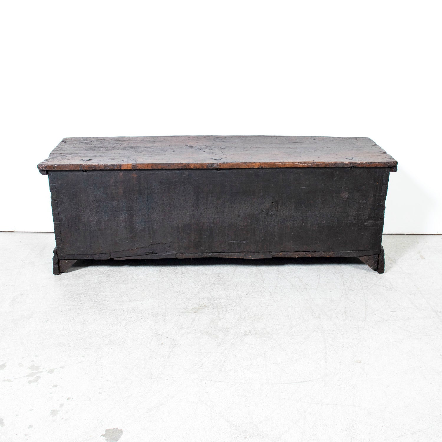 17th Century French Norman Renaissance Carved Walnut Coffer/Trunk with Original Ironwork