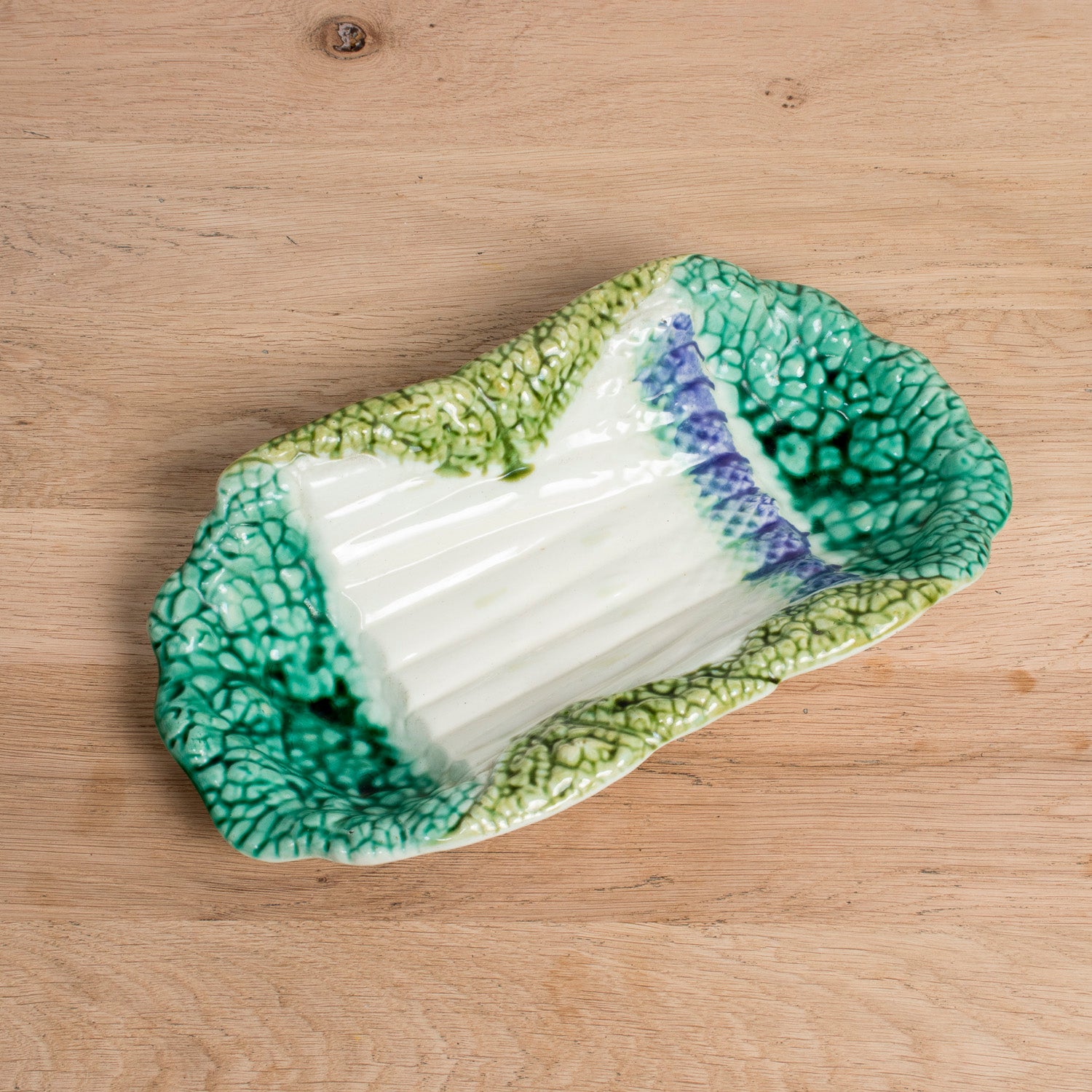 Vintage French Majolica Asparagus Cradle by Salins, Circa 1930s–1950s